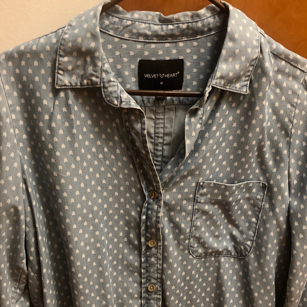 Velvet Heart Light Blue Patterned women’s Shirt